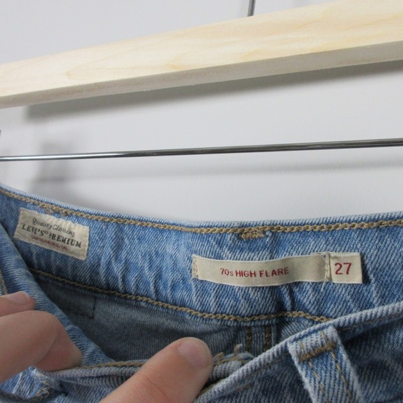 Levi's 70s High Flare Jeans Women 27 Blue Denim Cotton Distressed Vtg Retro 748 - Picture 7 of 15